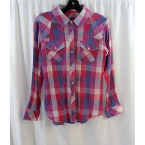 GRAY‎ Saks Fifth Avenue Womens Multicolor Plaid Gauze Button Up Shirt XS